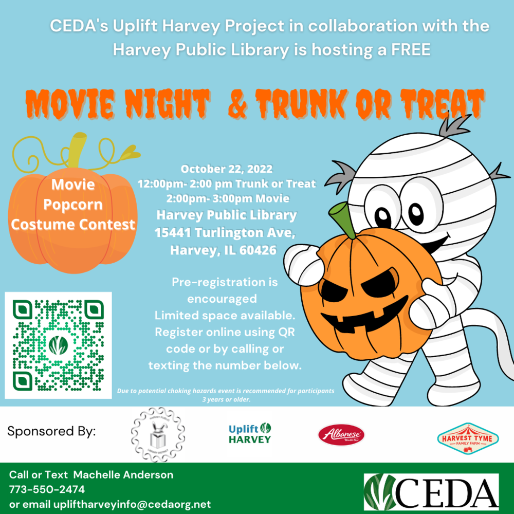 CEDA and Harvey Public Library host Movie Night and Trunk or Treat