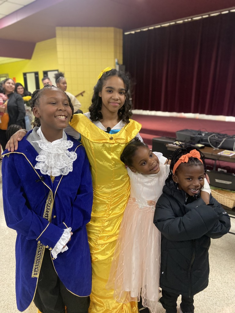 Beauty and the beast actors with students